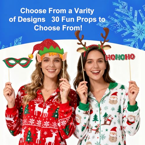 30pcs Glitter Christmas Photo Booth Props Set E3543