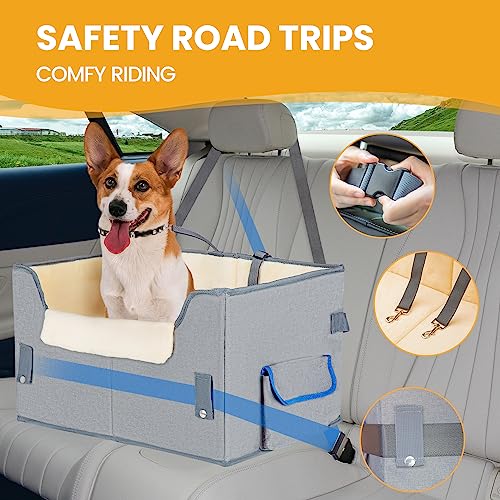 Elevated Dog Booster Seat Pet Travel Carrier Bed with Adjustable Straps M68199