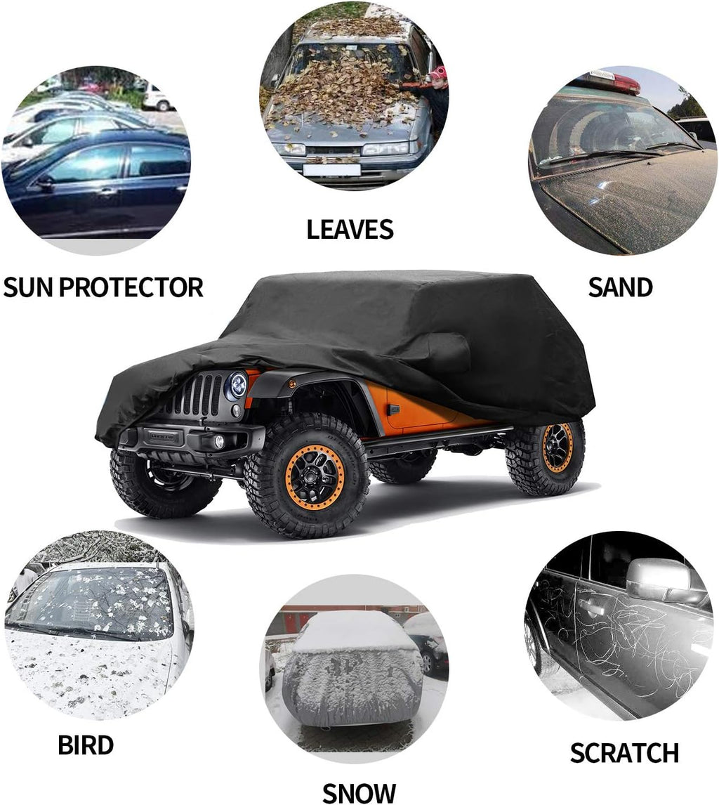 Black 4 Layer Waterproof Car Cover for Jeep Wrangler 4 Door G86694