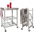 Stainless Steel 3-Tier Foldable Rolling Cart B6924