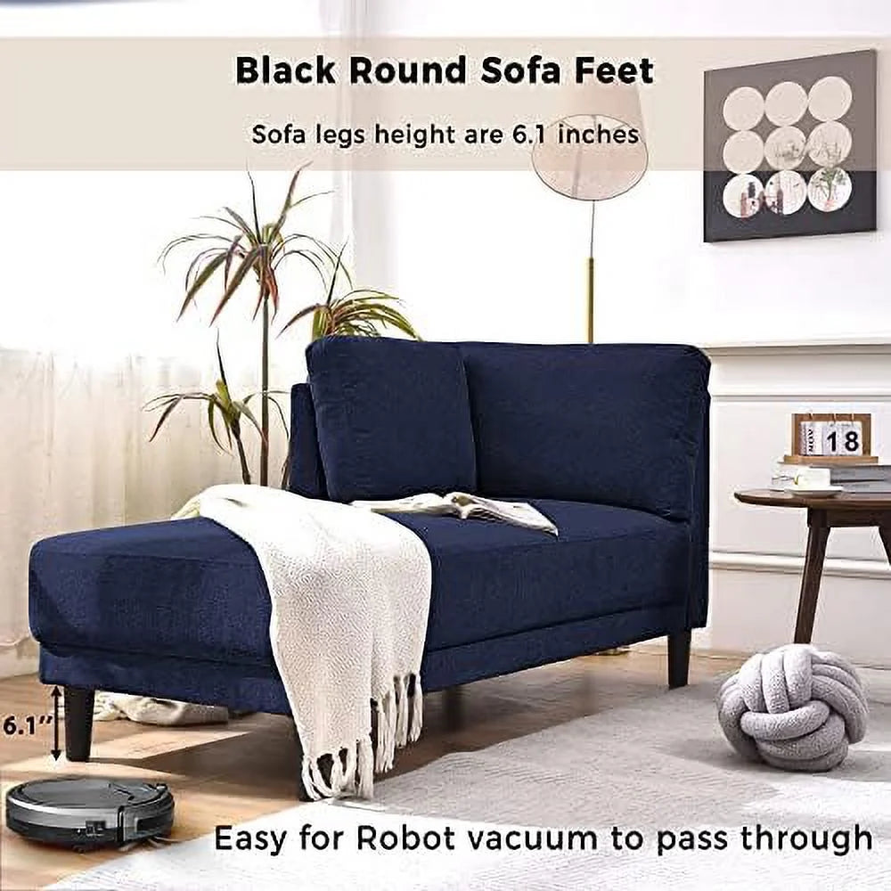 65" Mid-Century Modern Fabric Upholstered Chaise Lounge V7045