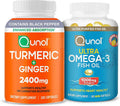 Turmeric Curcumin with Black Pepper & Ginger 2400mg 105 Count and Fish Oil Omega 3 180 Count L16887