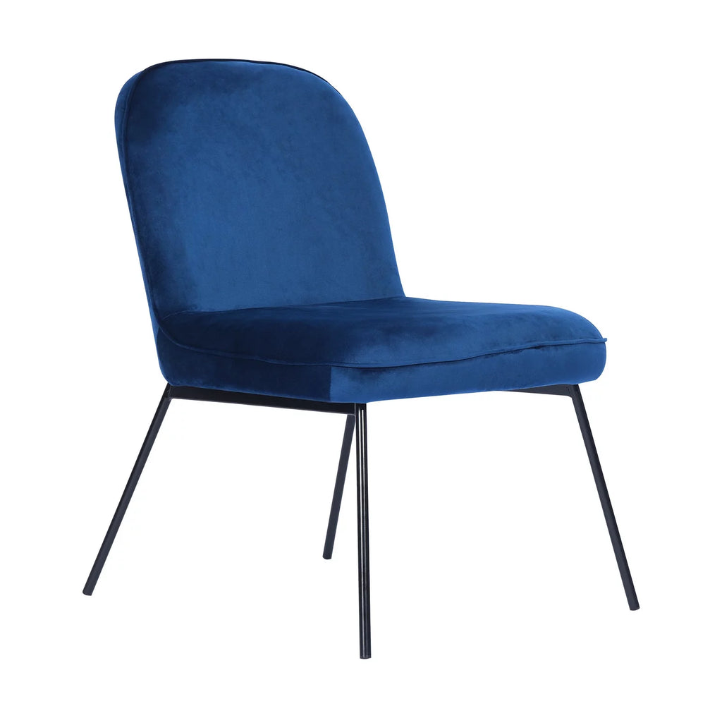 Velvet Accent Chair Set of 2 Navy Blue N716