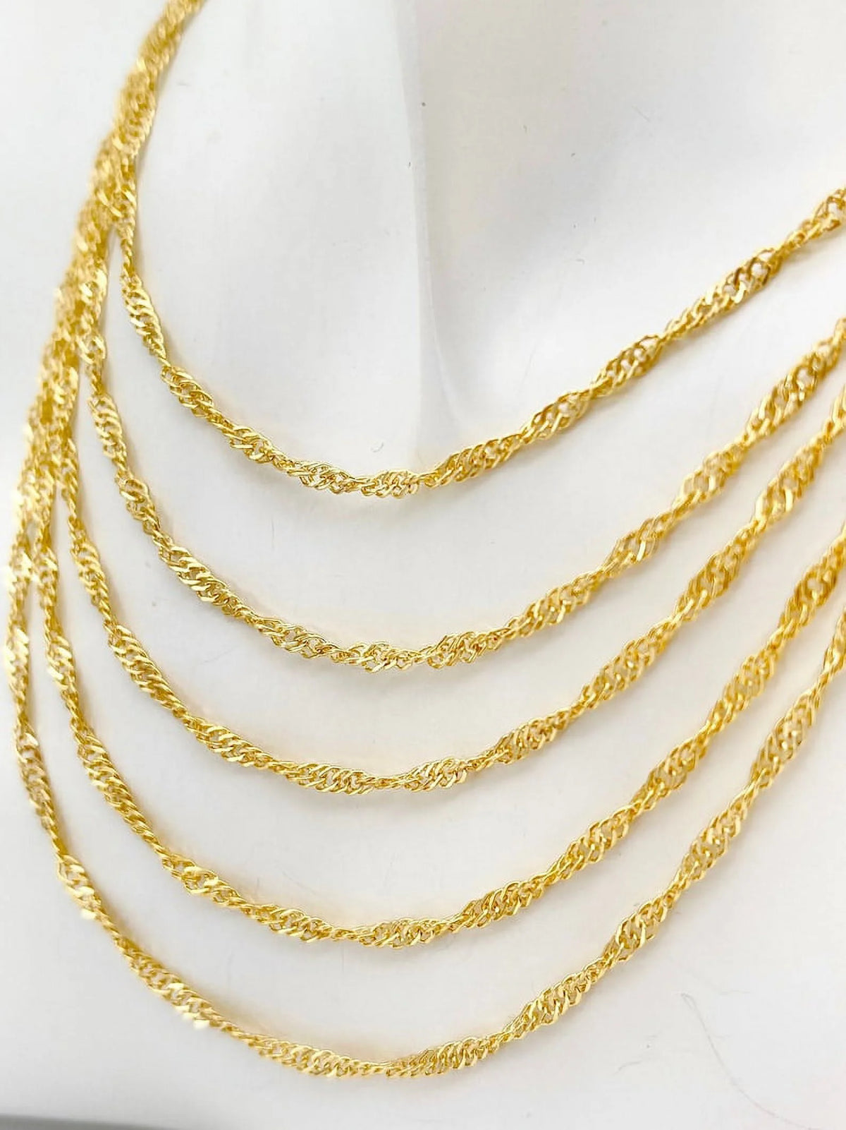 10K Yellow Real Gold Twisted Necklace 16"-24" O180