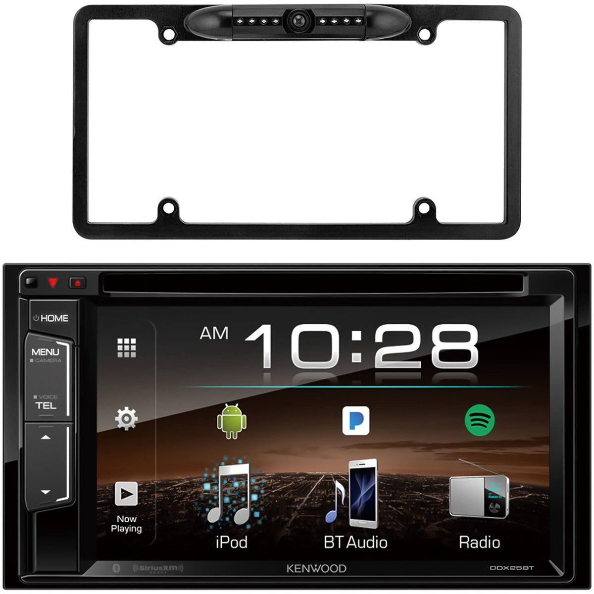 Kenwood Bluetooth USB AUX Double DIN Receiver, Black Back Up Camera F7119