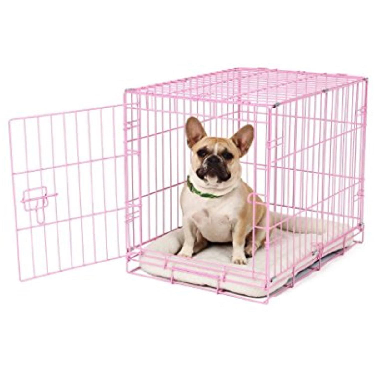 Pink Compact Single Door Metal Dog Crate A98870