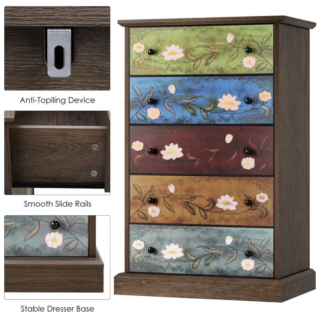 5 Drawer Wood Dresser O617255