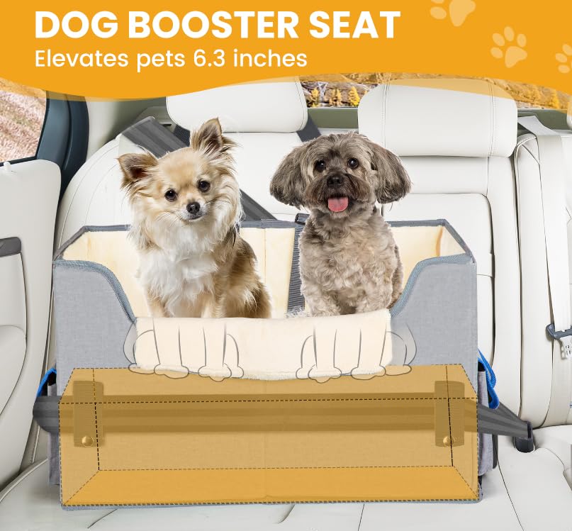 Elevated Dog Booster Seat Pet Travel Carrier Bed with Adjustable Straps M68199