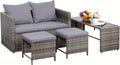 4 Piece Patio Furniture Set Outdoor Wicker Rattan Sectional Sofa with Cushions J1165