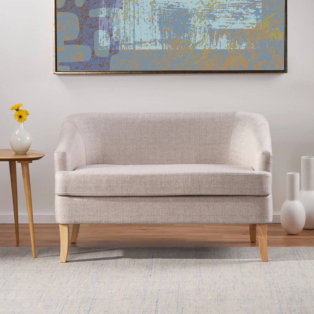 Beige Fabric Loveseat L8319