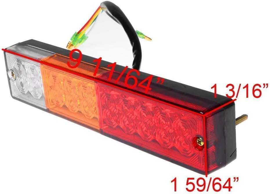 20-LED Truck Trailer Tail Light Turn Signal Reverse Brake Light, 3W 12V Red-Amber-White Waterproof (Pack of 2) Q539601