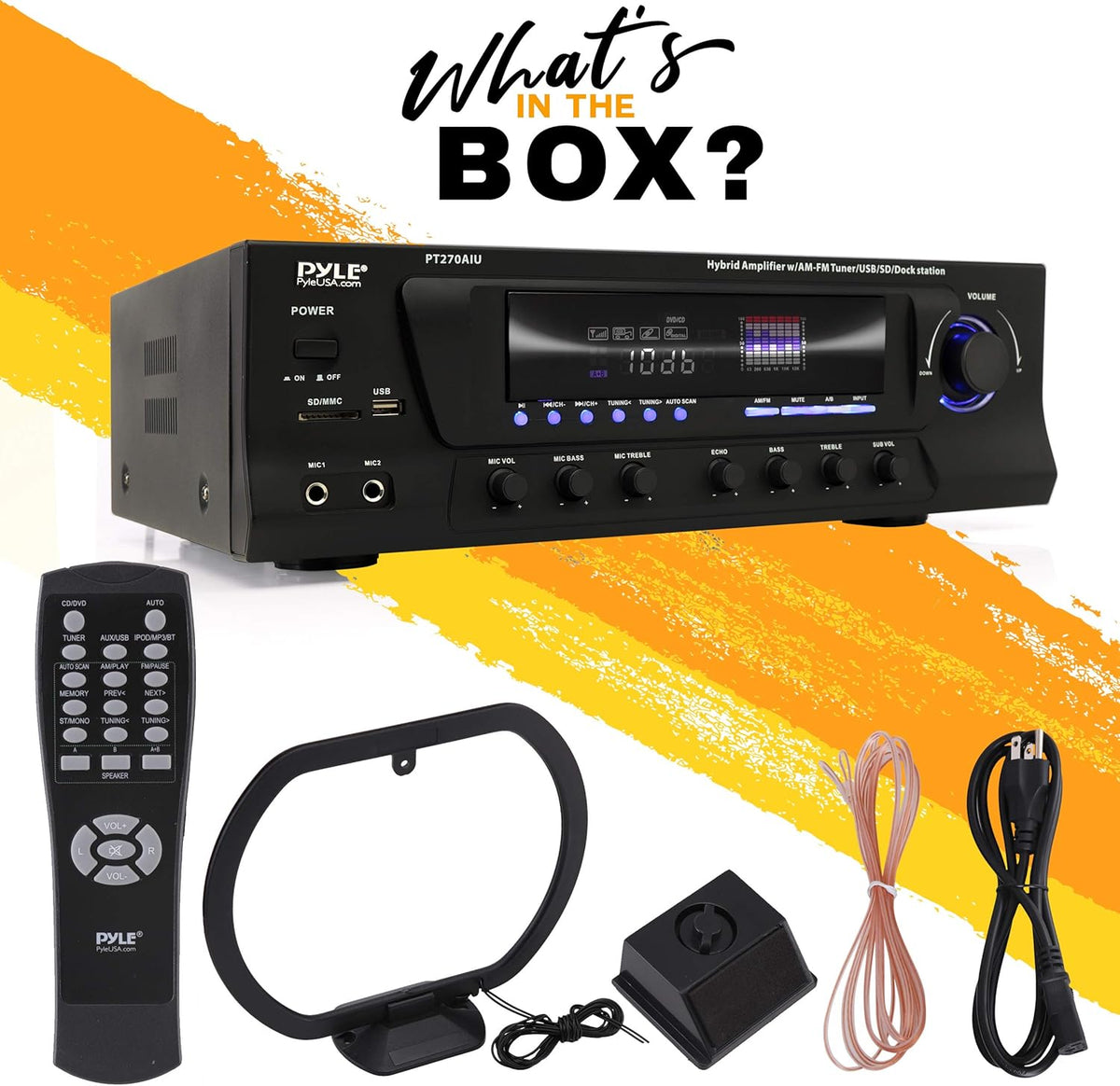 300W Digital Stereo Receiver System with AM/FM Tuner, USB/SD MP3 Player, Subwoofer Control, A/B Speaker, iPod/MP3 Input, Karaoke, Cable & Remote Sensor I623985