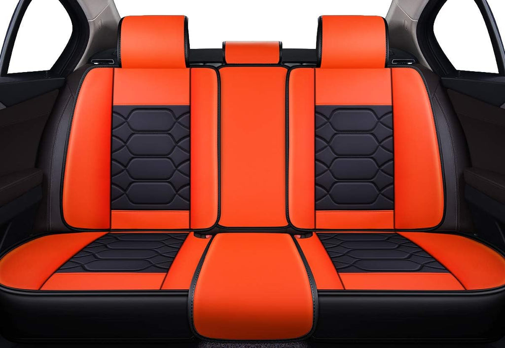 Black Front & Rear Faux Leather Car Seat Covers C188