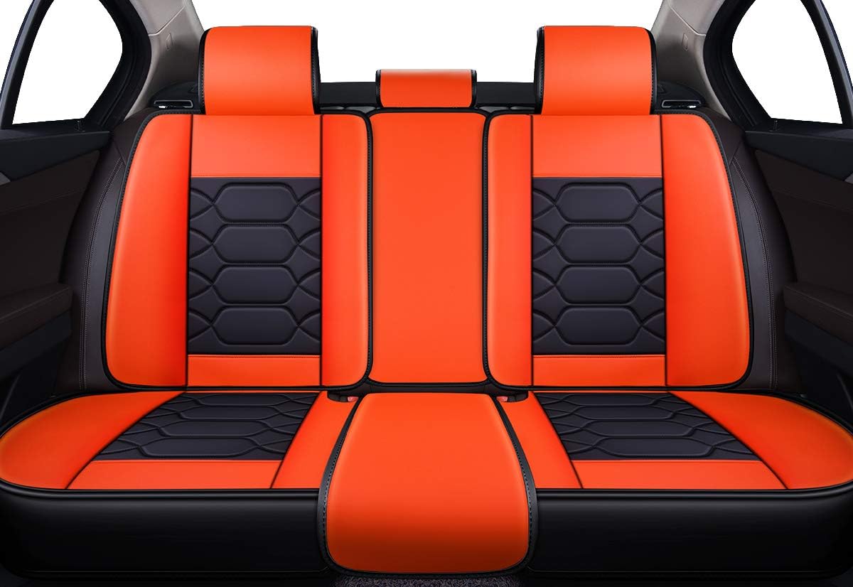 Black Front & Rear Faux Leather Car Seat Covers C188