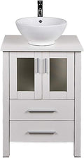 24-Inch MDF Wood Dark Coffee Bathroom Vanity with Square Glass Sink Top T25859