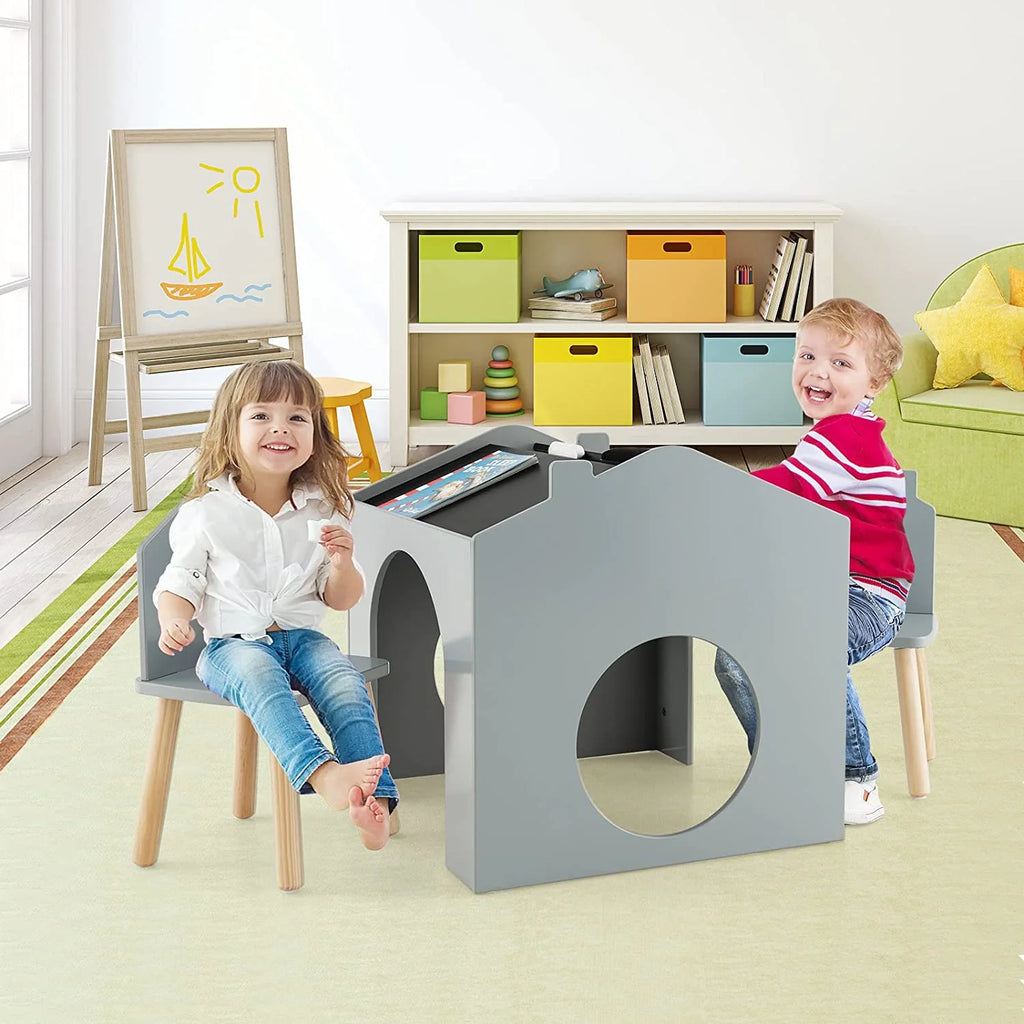 Kids Wood Table and Chair Set with Blackboard S355