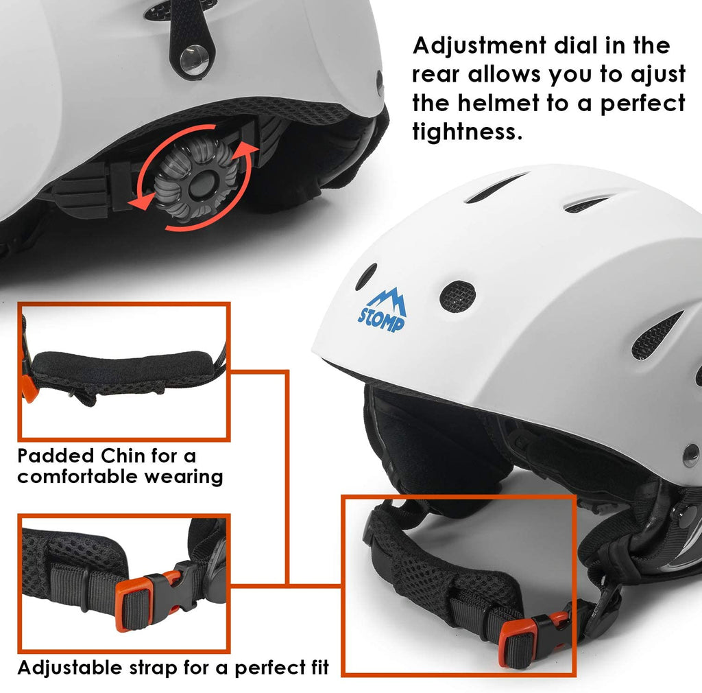 Matte White Ski Helmet with Build-In Ear Pads O692
