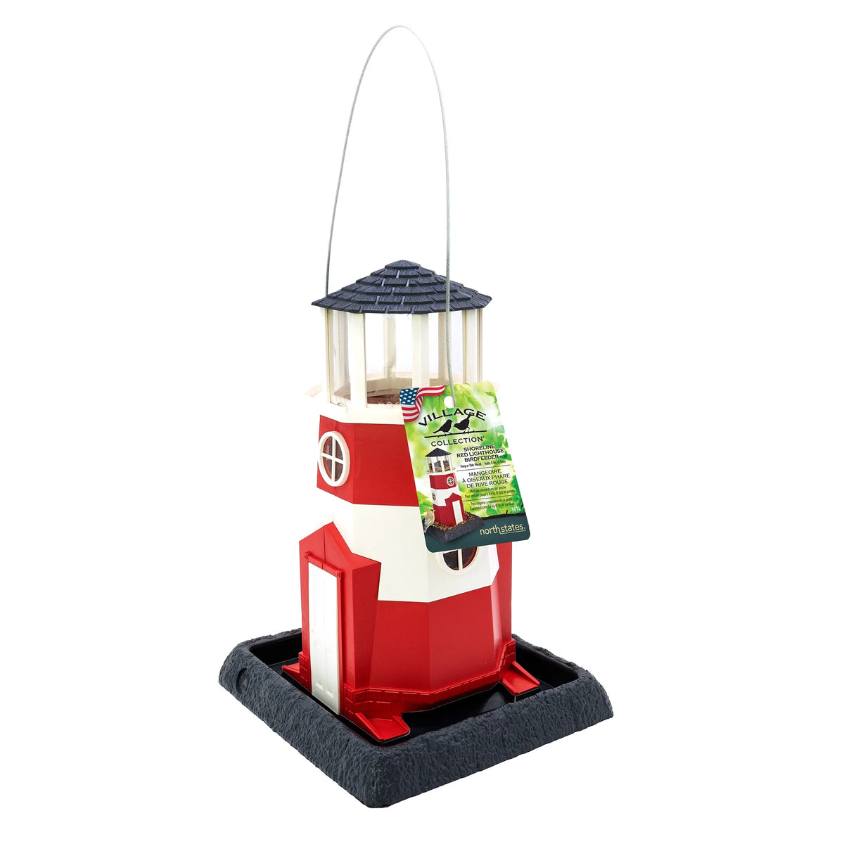 Red & White Lighthouse Hopper Bird Feeder, 8 lb. Capacity G151324
