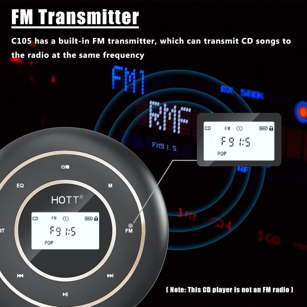 Portable CD Player with Bluetooth 5.0 and FM Transmitter Q15676
