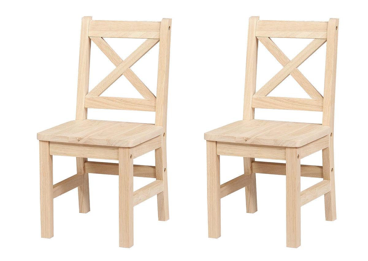 Solid Hard Wood X Back Kids Chair Set of 2 T3408