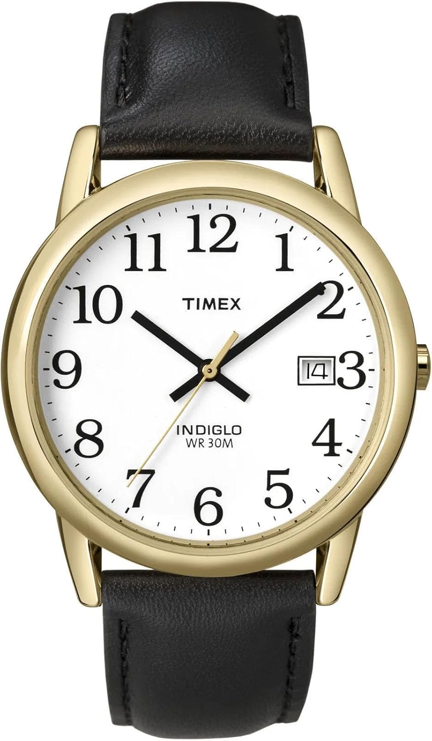 Gold Tone Leather Band Analog Watch E992015