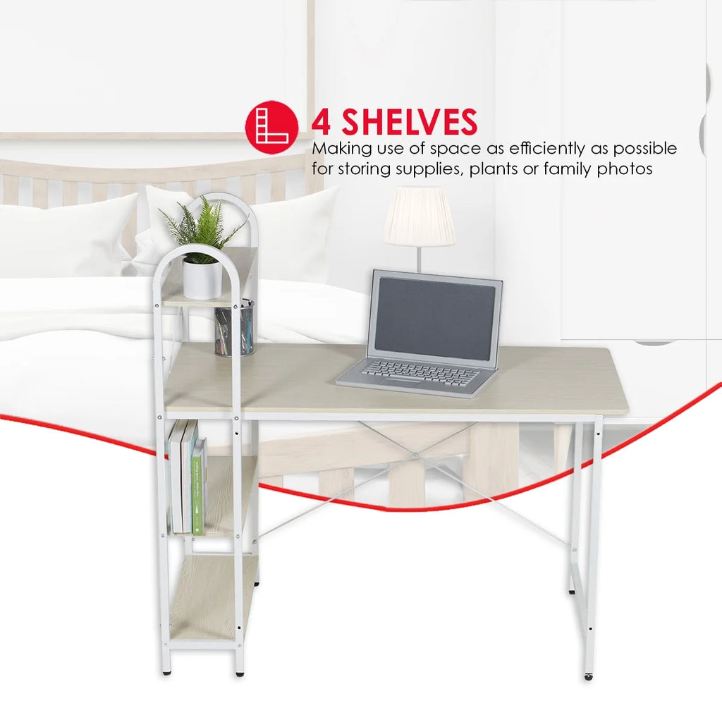 Oak/White Computer Desk With Shelves Y72865