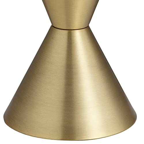 28" Tall Brass Metal Table Lamp with White Drum Shade F67370