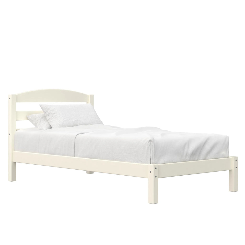 Twin Size Off-White Wood Platform Bed Frame D993
