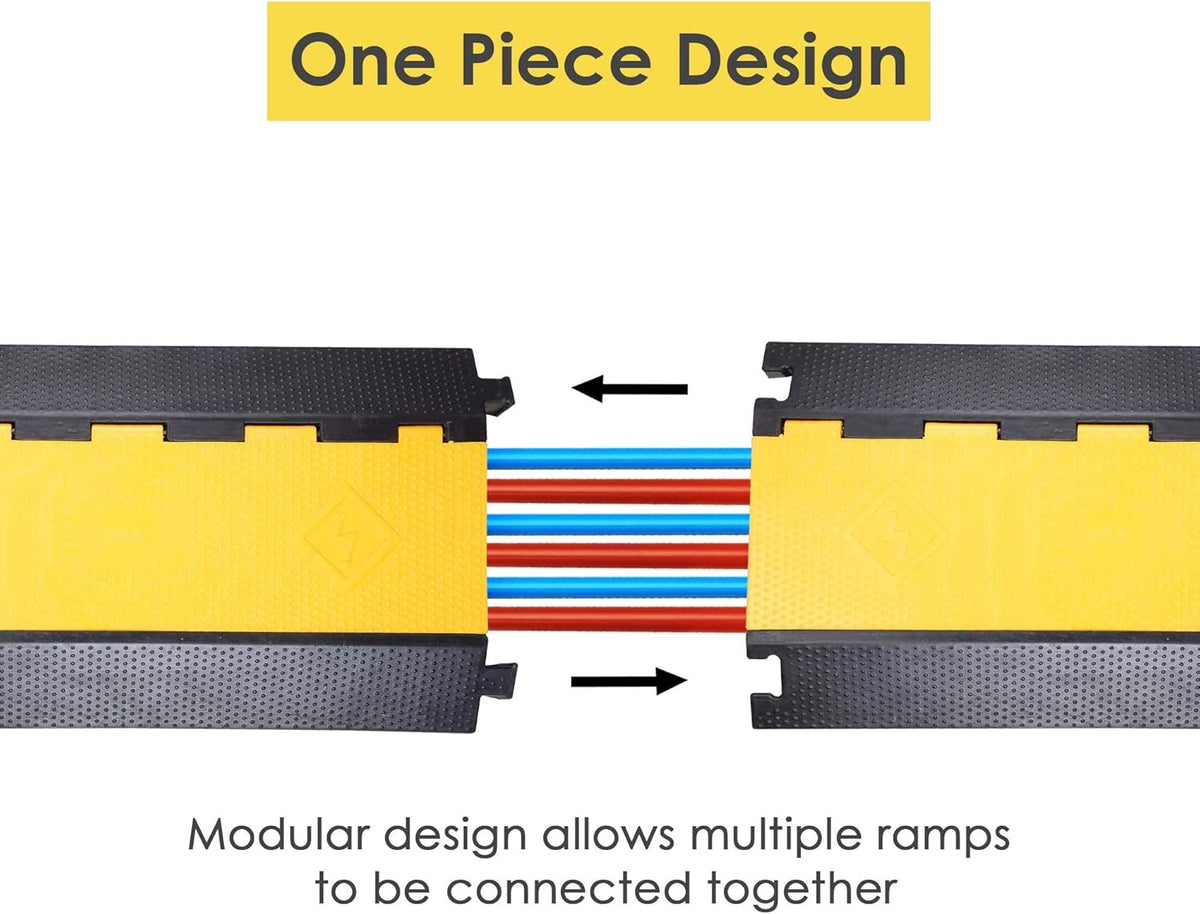 3 Channel Rubber Cable Ramp Cover Cord Protector Driveway Speed Bumps 88000 Lbs Pack of 2 F37723