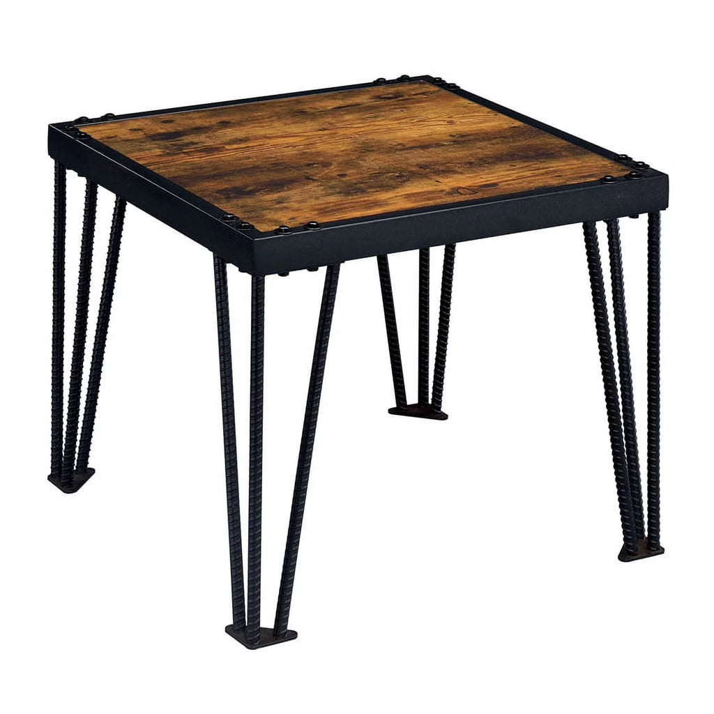 Black Industrial Metal Square End Table O496
