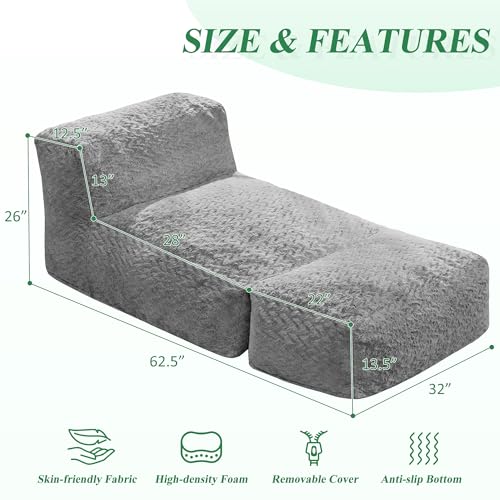 Big Bean Bag Lounger Chair with Memory Foam Filled U322944