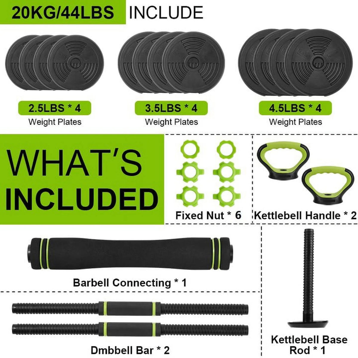 4-in-1 Adjustable Dumbbells Set 66 LBS S595020