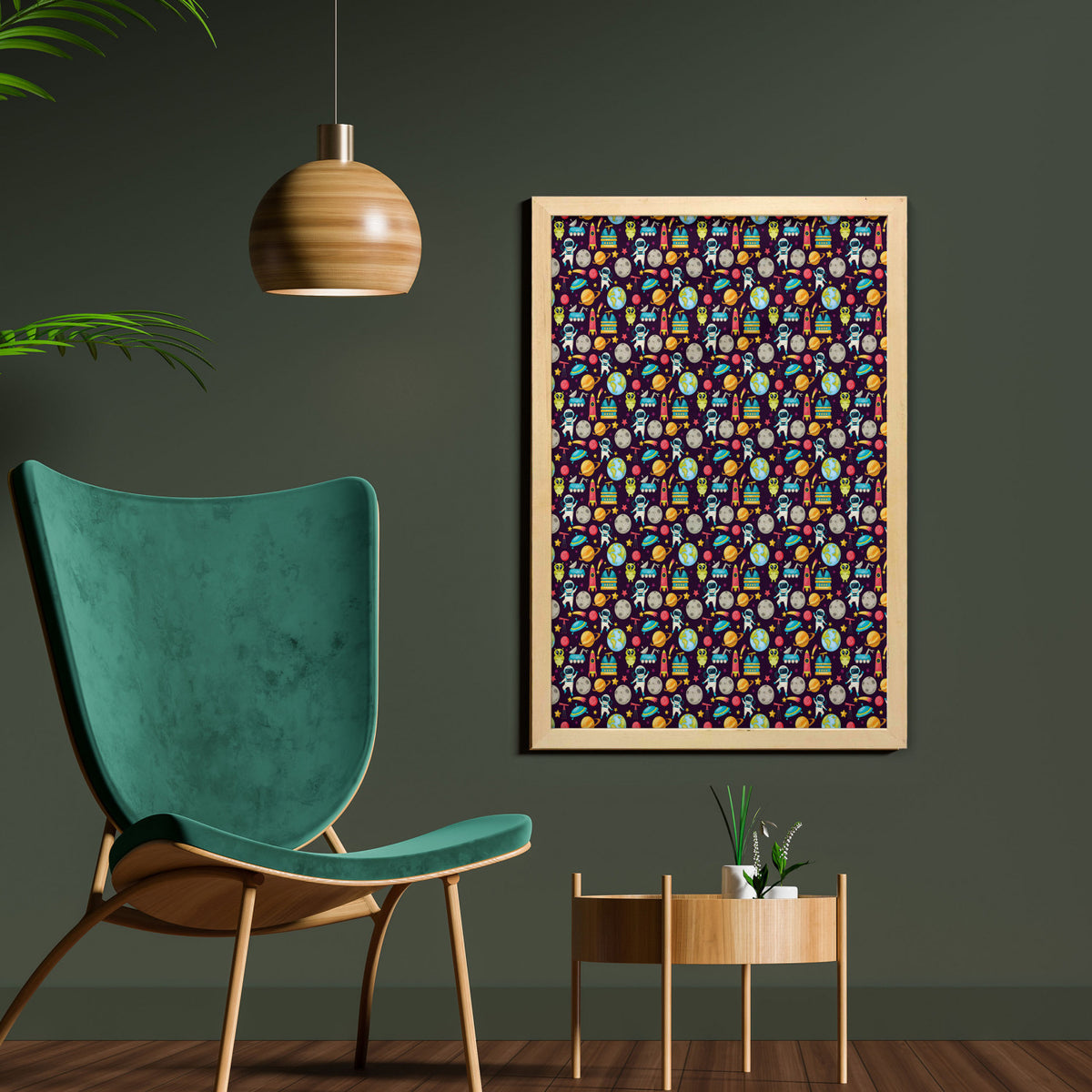 23" x 35" Multicolor Printed Fabric Wall Art with Frame G549600