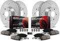 Front and Rear Carbon Fiber Brake Pads with Drilled & Slotted Brake Rotors Kit W4412