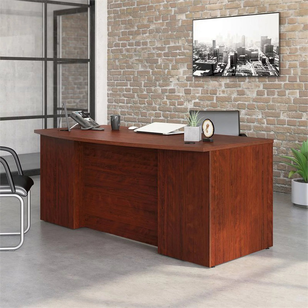 72" x 36" Bowfront Executive Desk in Classic Cherry U14213
