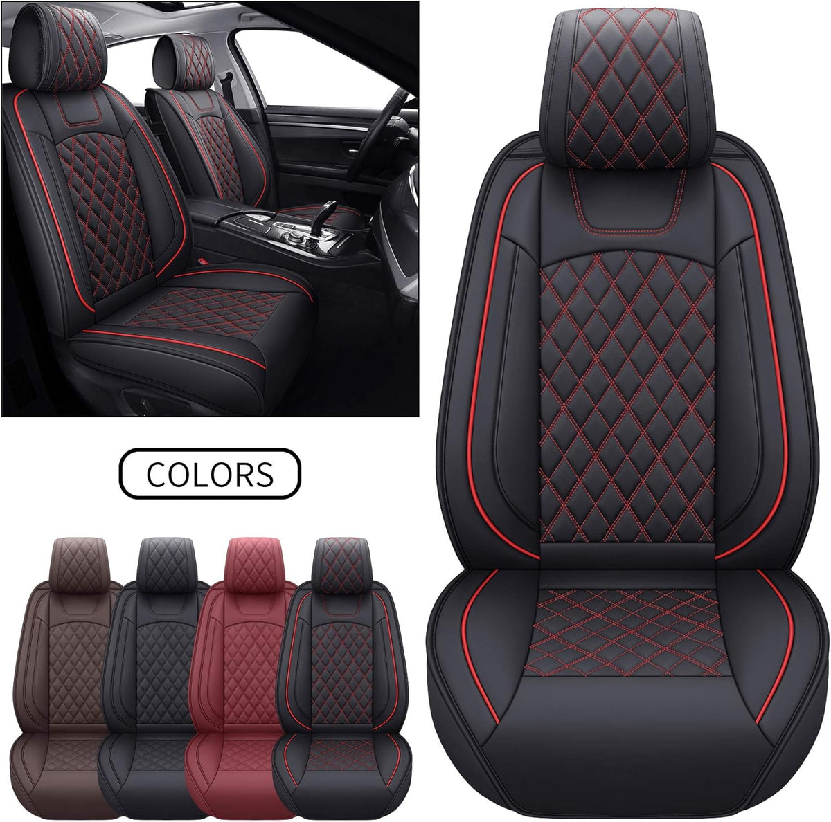 Waterproof Faux Leather Full Set Car Seat Covers B90798