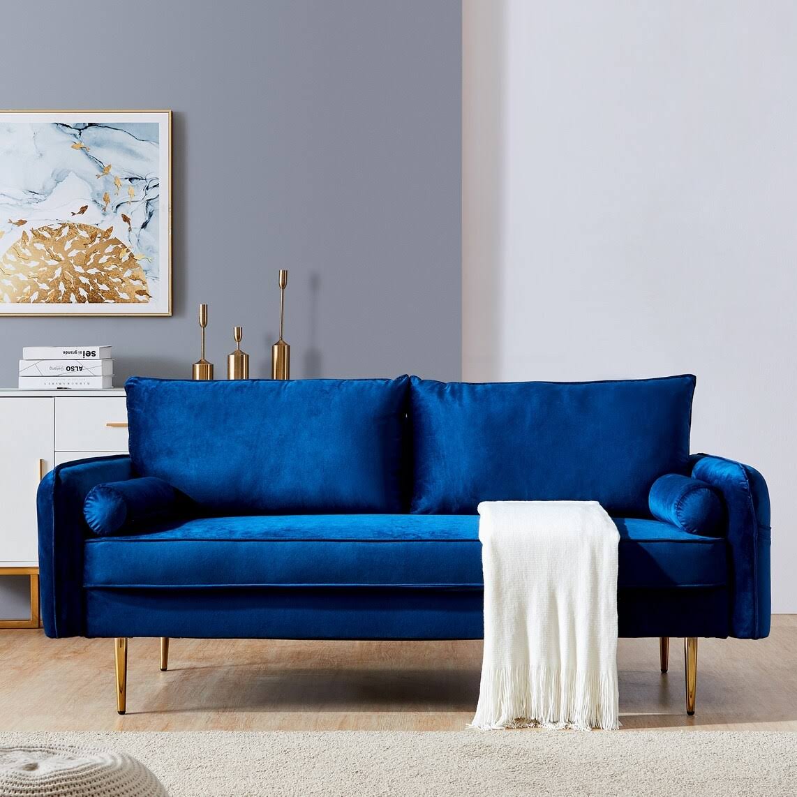 Blue Velvet Sofa Q651185