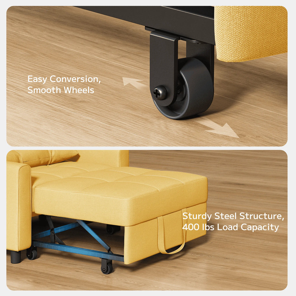 Light Gray 3 in 1 Convertible Sleeper Sofa E940