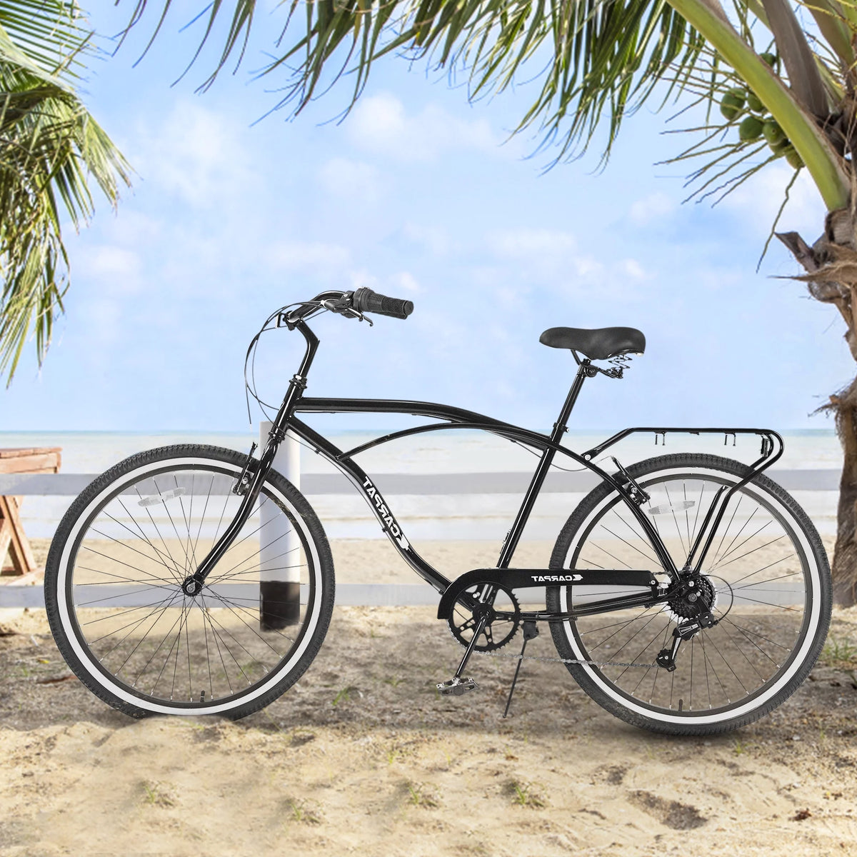 26 inch 7 Speed Black Cruiser Bike T39101