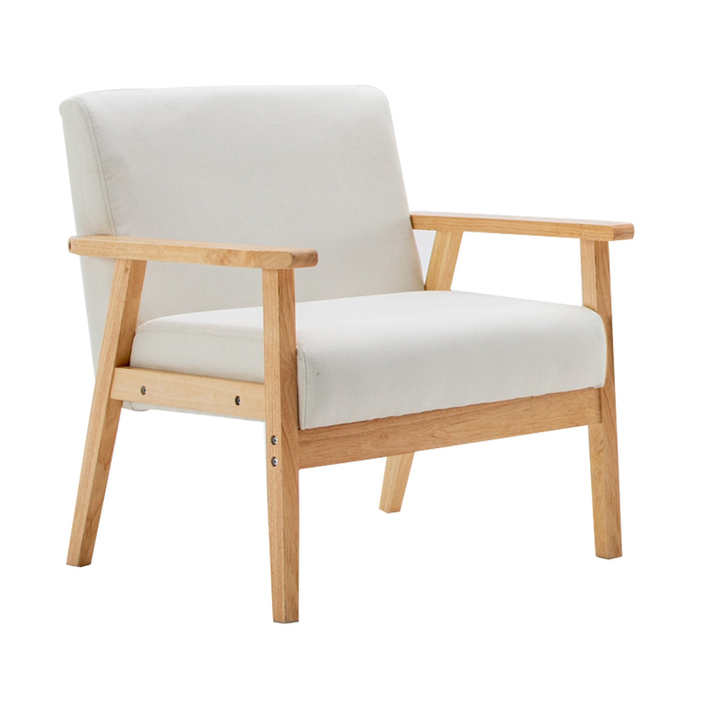 3 Piece Loveseat and Chair Set, Ivory Fabric, Espresso Wood Frame F2830