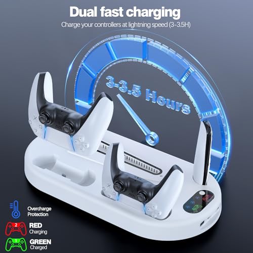 PS5 Slim Stand with Cooling Fan and Charging Station White O25784