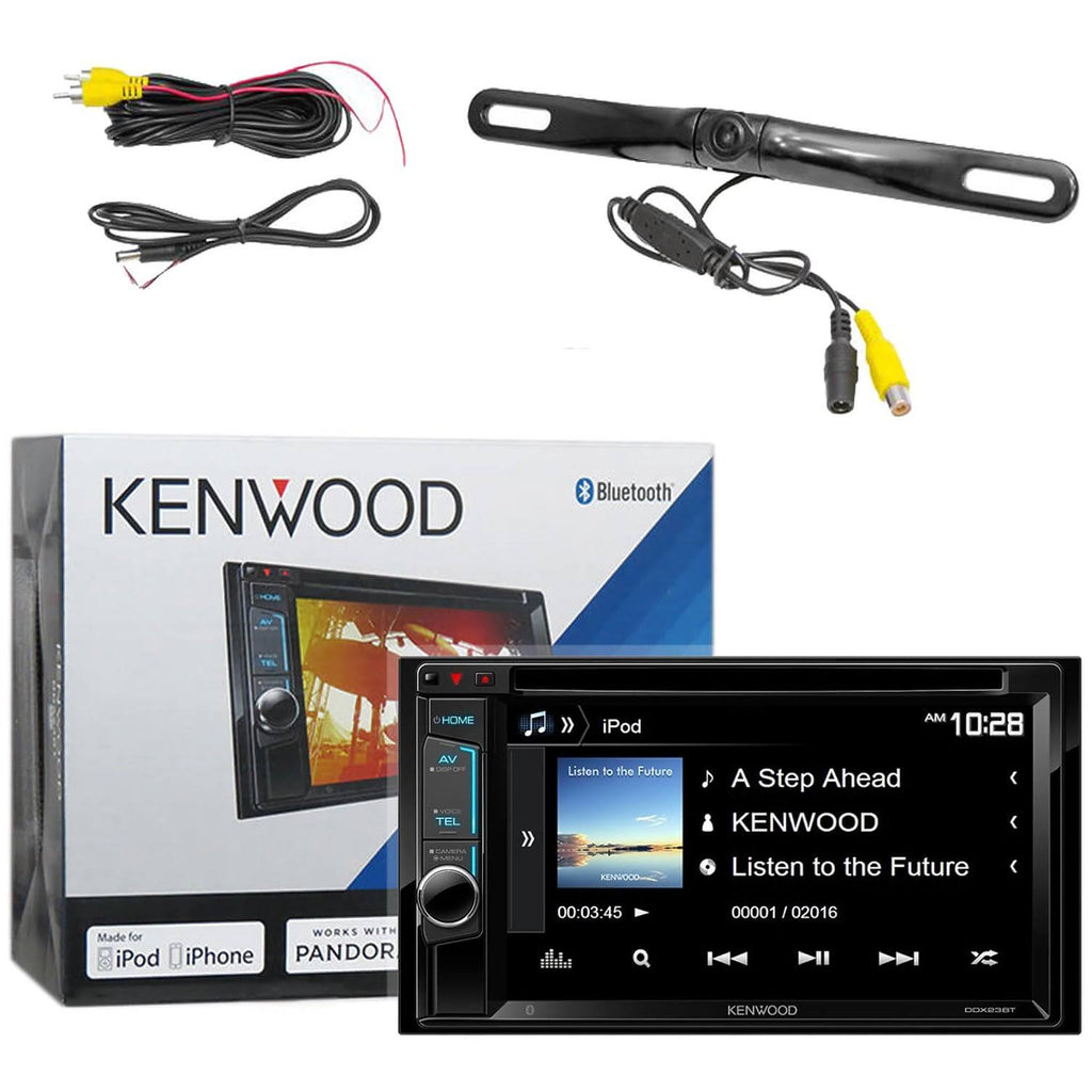 Kenwood Bluetooth USB AUX Double DIN Receiver, Black Back Up Camera F7119