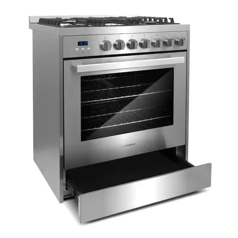 5 Burner Gas Range with Cast Iron Grates in Stainless Steel G765