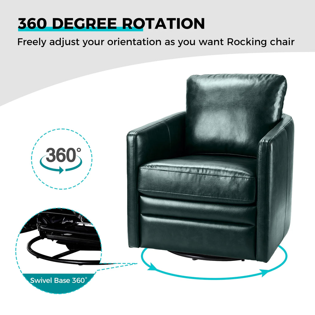 Green Faux Leather Swivel Accent Chair Set of 2 F38815