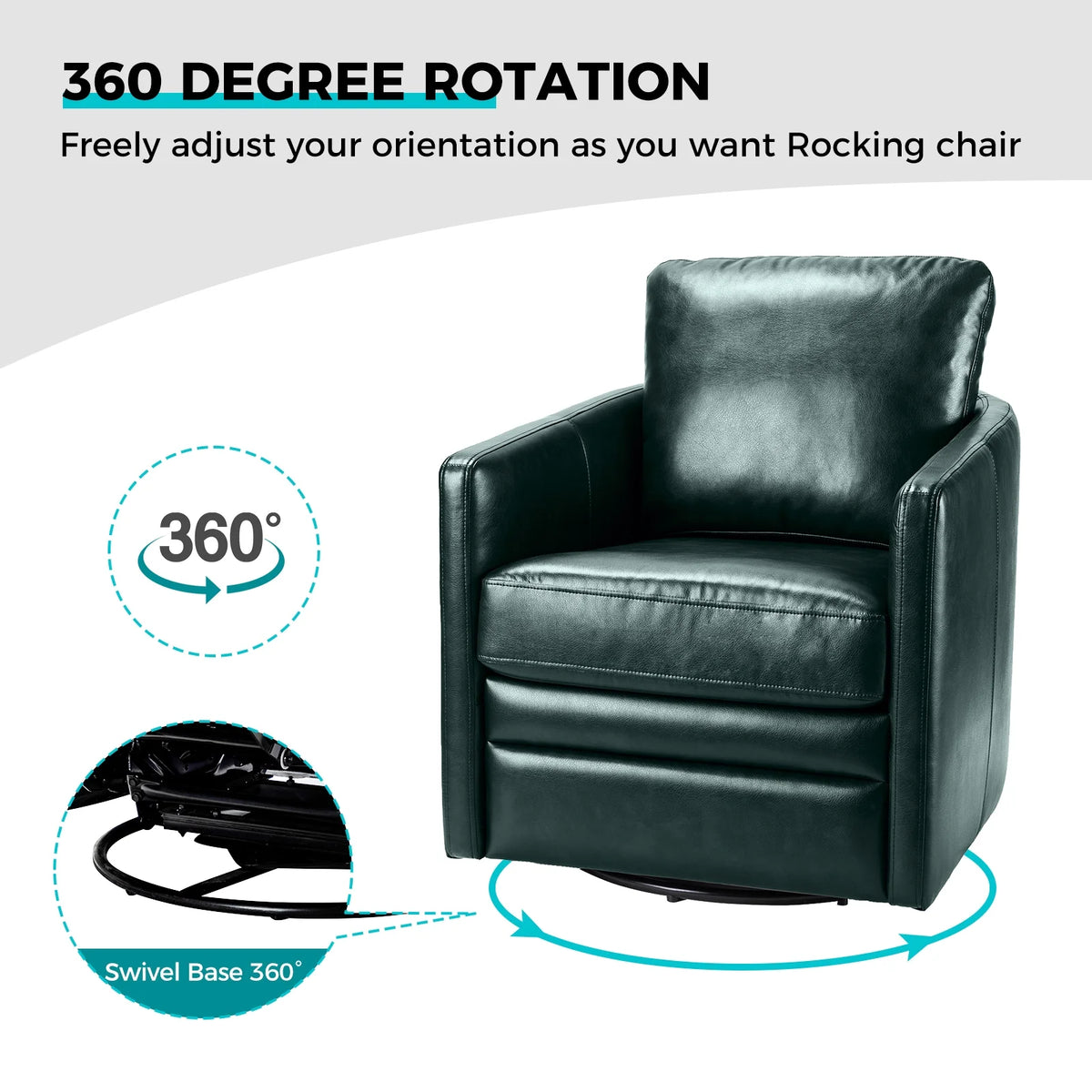 Green Faux Leather Swivel Accent Chair Set of 2 F38815