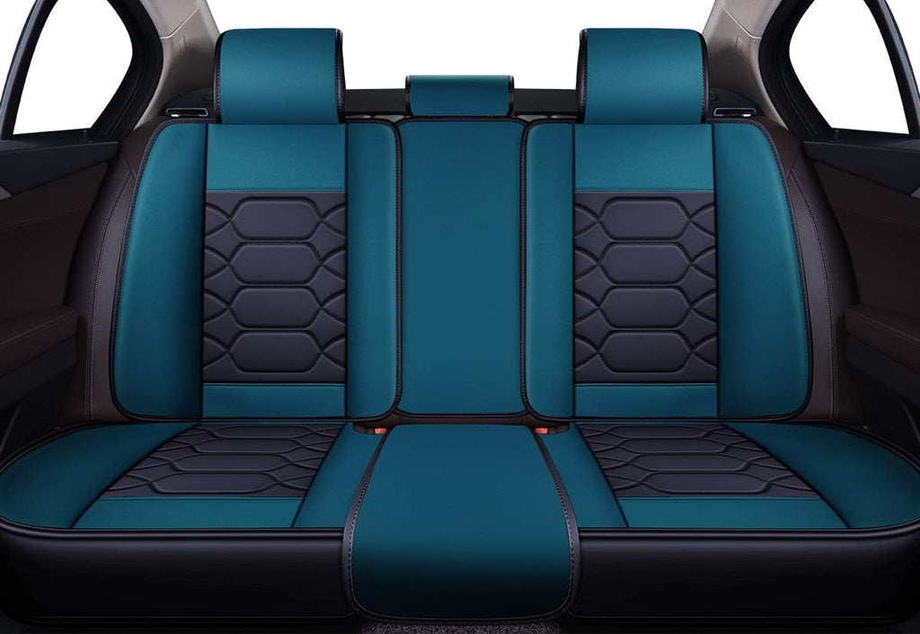 Black Front & Rear Faux Leather Car Seat Covers C188