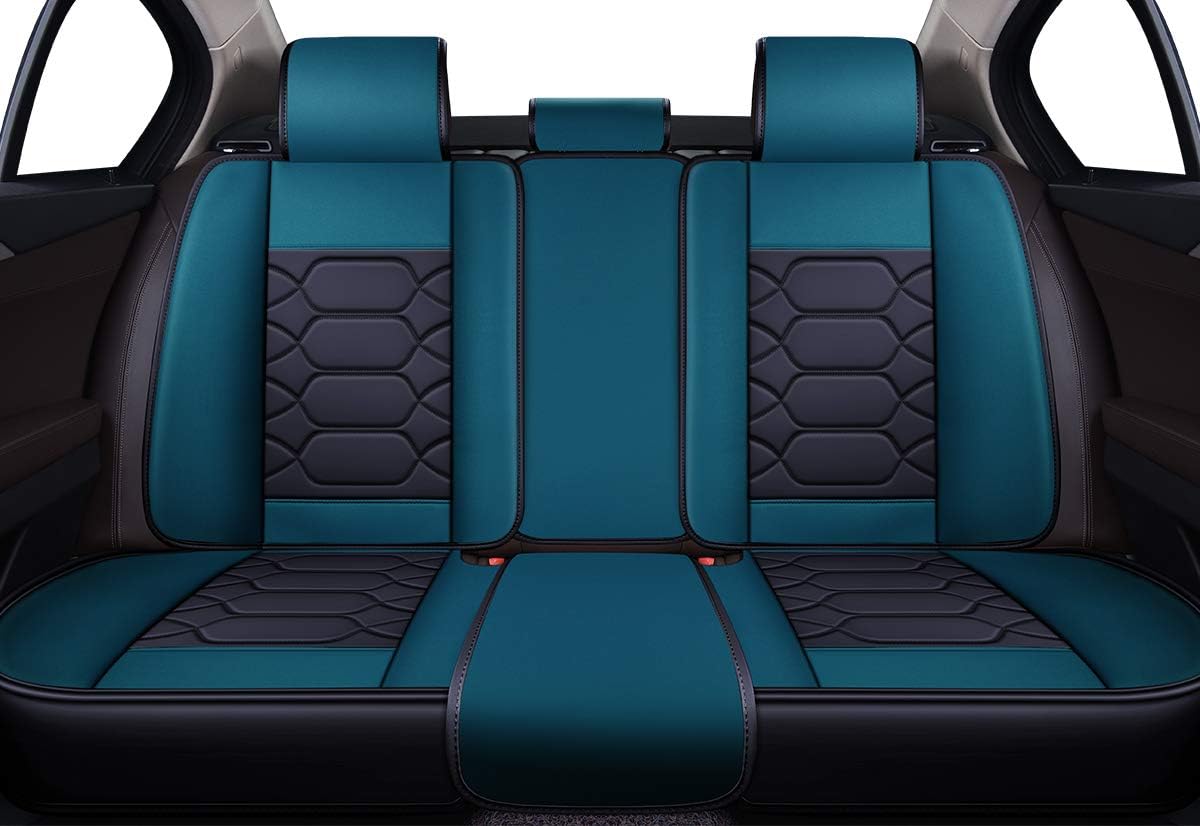 Black Front & Rear Faux Leather Car Seat Covers C188
