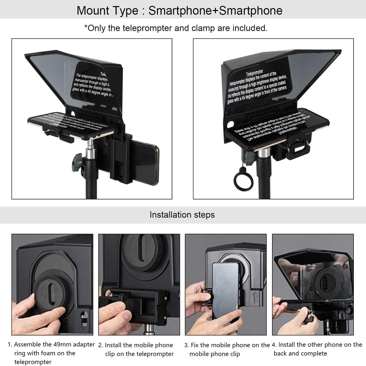 Adjustable Teleprompter with HD Glass & Remote B975