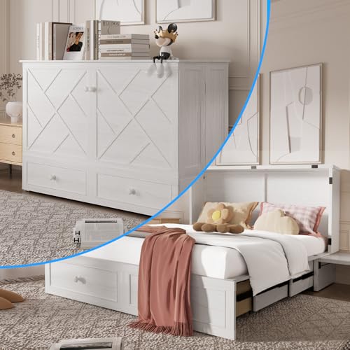 Queen Murphy Bed with Storage Drawers O350405