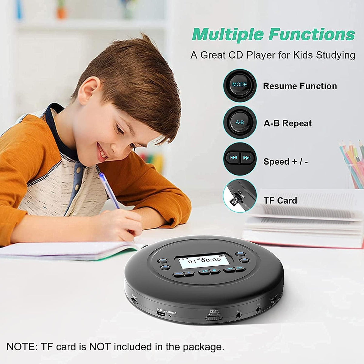 Portable Bluetooth CD Player with Headphones, Pack of 2 Q393